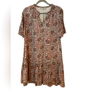 Summer Drop Waist Flutter Sleeve Floral Flounce Beach Dress Festival Fairy, S